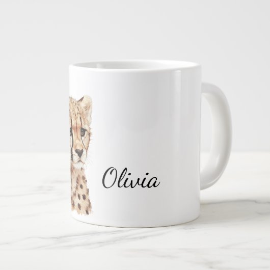 Cheetah Face Personalisiert Jumbo-Tasse (Vorderseite Rechts)