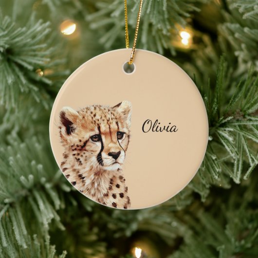 Cheetah Face Personalisiert Keramik Ornament (Baum)