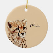 Cheetah Face Personalisiert Keramik Ornament (Vorne)