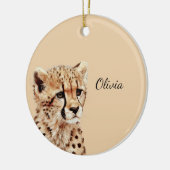 Cheetah Face Personalisiert Keramik Ornament (Links)