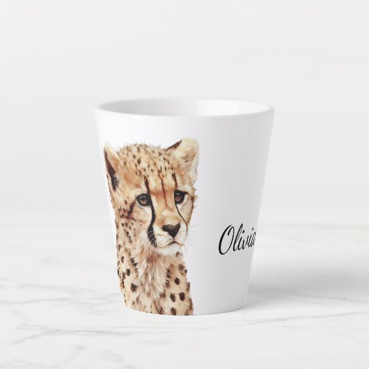Cheetah Face Personalisiert Milchtasse (Vorderseite)