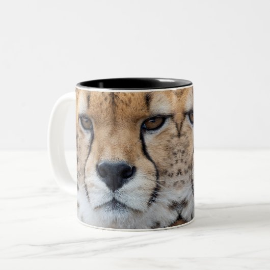 Cheetah face zweifarbige tasse (Vorderseite Links)