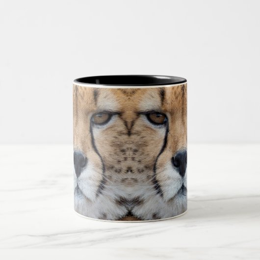 Cheetah face zweifarbige tasse (Mittel)