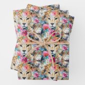 Cheetah Floral Boho Wasserfarben-Muster Geschenkpapier Set (Beispiel)