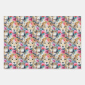 Cheetah Floral Boho Wasserfarben-Muster Geschenkpapier Set (Vorderseite)