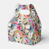 Cheetah Floral Boho Wasserfarben-Muster Geschenkschachtel (Rückseite)