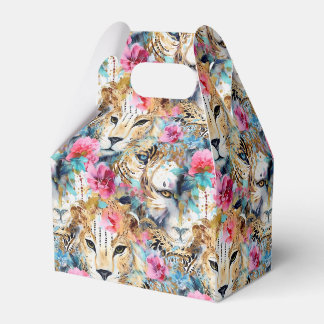 Cheetah Floral Boho Wasserfarben-Muster Geschenkschachtel