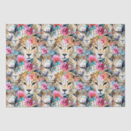 Cheetah Floral Boho Wasserfarben-Muster Seidenpapier