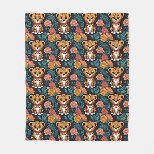 Cheetah Floral Pattern Fleecedecke (Vorderseite)