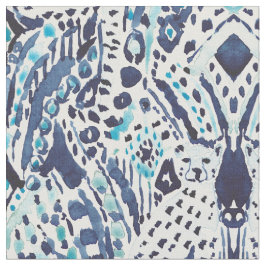 CHEETAH FRIEND Ikat Tribal in Indigo Stoff
