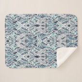 CHEETAH FRIEND Ikat Tribal Indigo Blue Sherpadecke (Vorderseite (Horizontal))