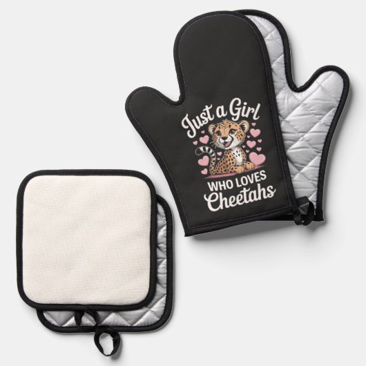 Cheetah Funny Quote Ofenhandschuh & Topflappen-Set (Vorderseite/Rückseite)