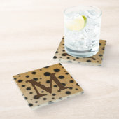 Cheetah Fur Animal Print Dark Brown Mit Monogramm Glasuntersetzer (Schrägansicht)
