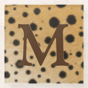 Cheetah Fur Animal Print Dark Brown Mit Monogramm Glasuntersetzer