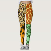 Cheetah, Giraffe, Tiger und Schlange Leggings (Vorderseite)