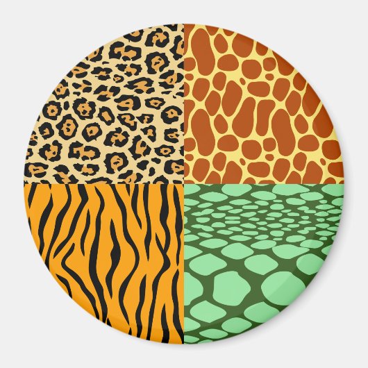 Cheetah, Giraffe, Tiger und Schlange Magnet (Vorne)