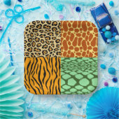 Cheetah, Giraffe, Tiger und Schlange Pappteller (Party)