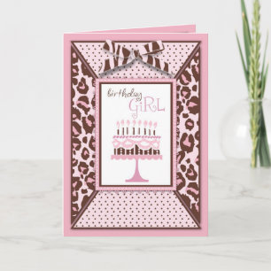 Cheetah Girl Birthday Card Karte