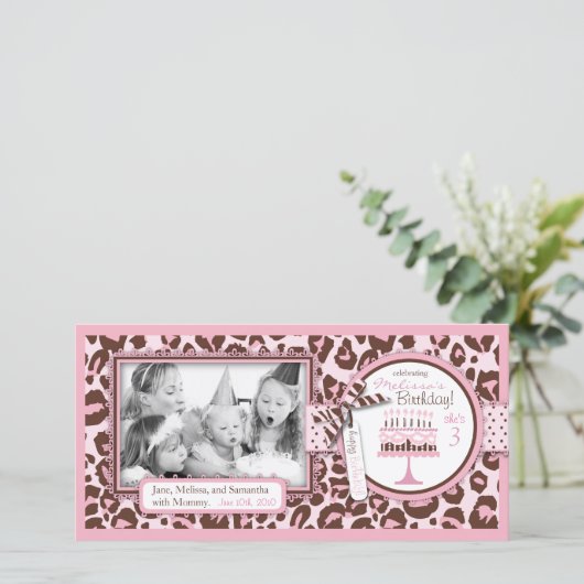 Cheetah Girl Birthday Foto Card (Stehend Vorderseite)