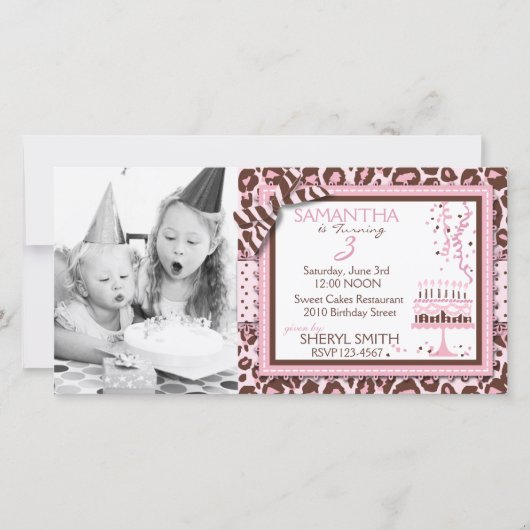 Cheetah Girl Einladung Foto-Karte (Vorderseite)