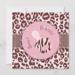 Cheetah Girl Einladung Square Pink D
