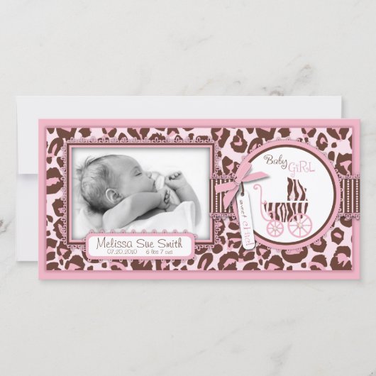 Cheetah Girl Foto Card Rosa Ankündigung (Vorderseite)