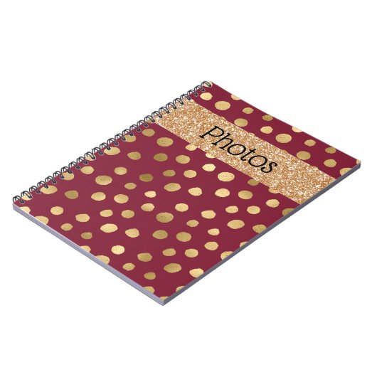 Cheetah Gold Burgundy Metallic Fotos Notizblock (Linke Seite)