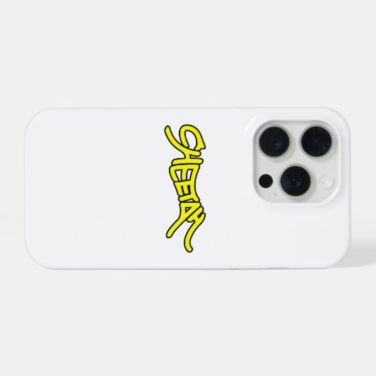 Cheetah Graffiti Style Typography Bold Yellow iPhone Hülle (Rückseite (Horizontal))