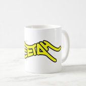 Cheetah Graffiti Style Typography Bold Yellow Kaffeetasse (VorderseiteRechts)