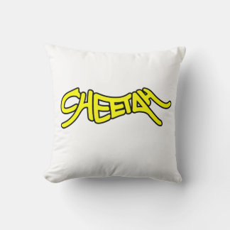 Cheetah Graffiti Style Typography Bold Yellow Kissen