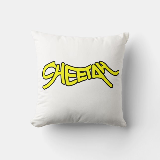 Cheetah Graffiti Style Typography Bold Yellow Kissen (Vorderseite)