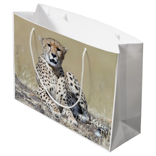 Cheetah Große Geschenktüte (Rückseite Schrägansicht)
