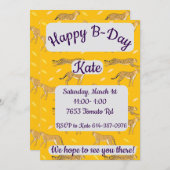 Cheetah Happy Birthday Einladung (Vorne/Hinten)