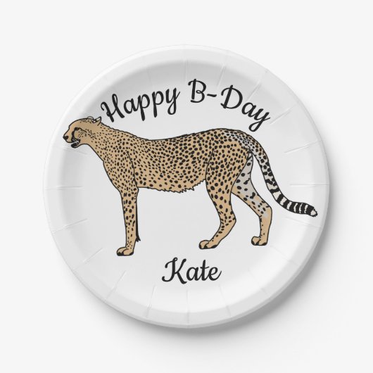 Cheetah Happy Birthday Pappteller (Vorderseite)
