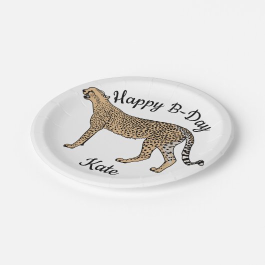 Cheetah Happy Birthday Pappteller (Schrägansicht)