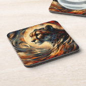 Cheetah Harlem Renaissance Moderne Malerei Getränkeuntersetzer (Linke Seite)