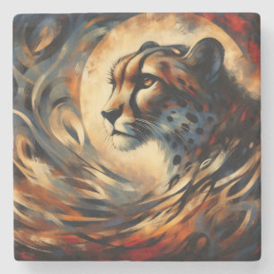 Cheetah Harlem Renaissance Moderne Malerei Steinuntersetzer