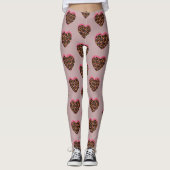 Cheetah Heart Pink Black Pattern Leggings (Vorderseite)