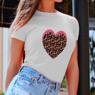 Cheetah Heart Pink Black T-Shirt