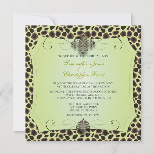 Cheetah, Hochzeitseinladungen (Premium-Goldbestand Einladung (Vorderseite)