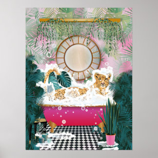 Cheetah in der Badewanne, Tierbad Wand an Wand Kun Poster