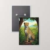 Cheetah in Lush Forest Button (Vorderseite/Rückseite)