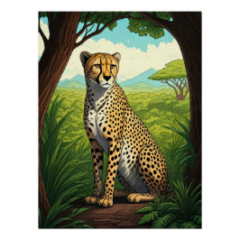 Cheetah in Lush Forest Poster
