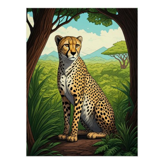 Cheetah in Lush Forest Poster (Vorderseite)