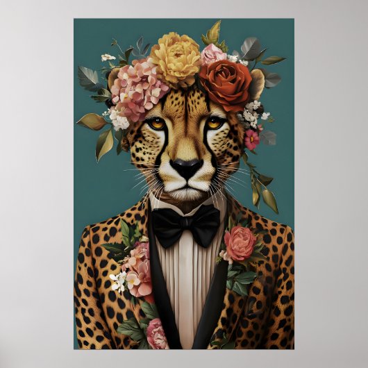 Cheetah In Suit Poster, Cheetah Portrait, Cheetah Poster (Vorne)