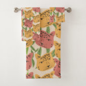 Cheetah Jungle Pflanze Grüne Korallen Grün Badhandtuch Set (Insitu)