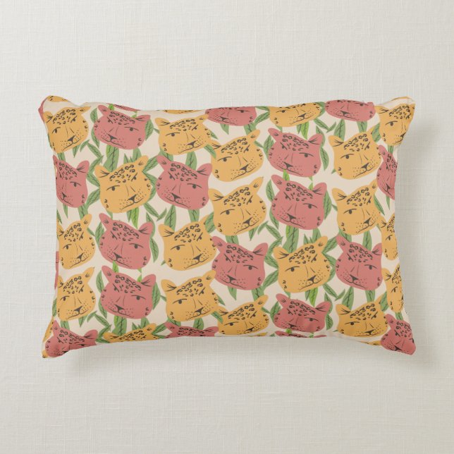 Cheetah Jungle Pflanze Grüne Korallen Grün Dekokissen (Vorderseite)
