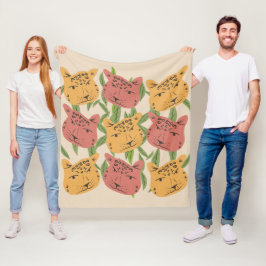 Cheetah Jungle Pflanze Grüne Korallen Grün Fleecedecke