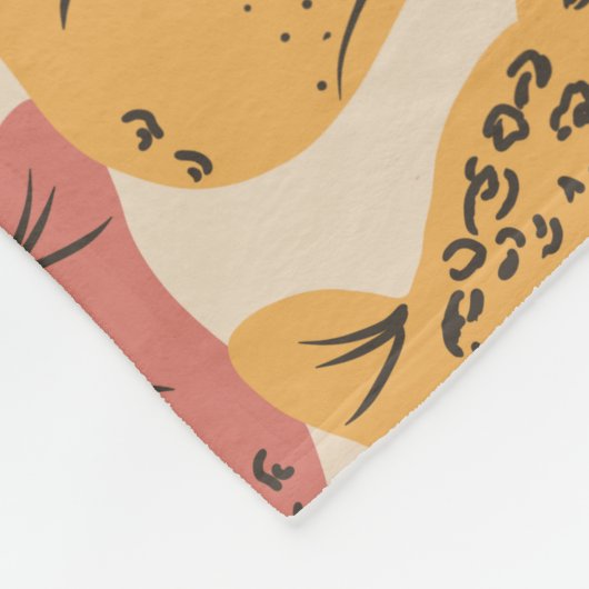 Cheetah Jungle Pflanze Grüne Korallen Grün Fleecedecke (Ecke)