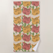 Cheetah Jungle Pflanze Grüne Korallen Grün Strandtuch (Vorderseite)